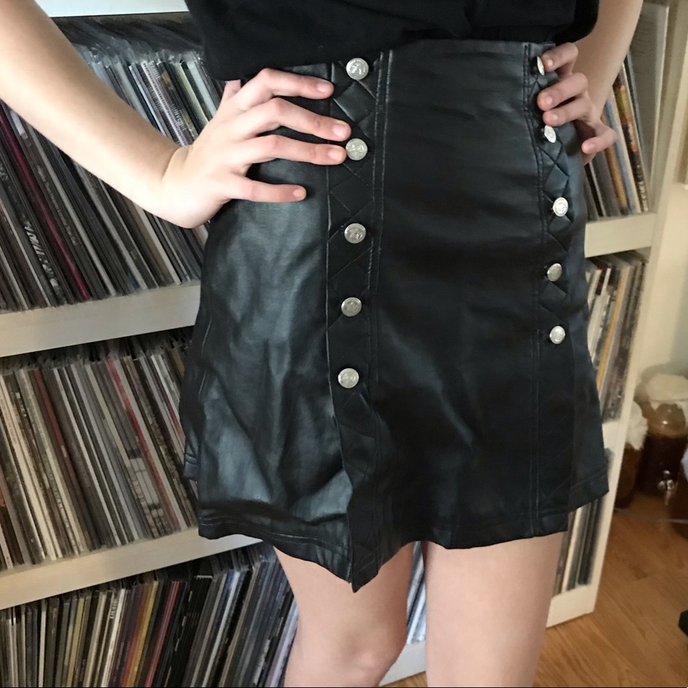 Black Faux Leather Mini Skirt